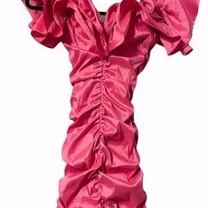 Oh Polly | Dresses | Oh Polly Dreaming Out Loud Bardot Ruffle Mini Dress In  Hot Pink | Poshmark